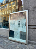 Kæmpe vægbillede med glas og sølv ramme