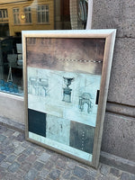 Kæmpe vægbillede med glas og sølv ramme