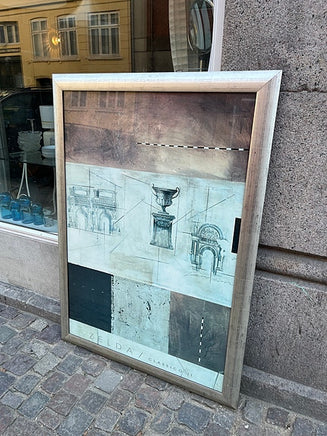 Kæmpe vægbillede med glas og sølv ramme