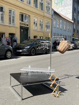 Sofabord med skiffer plade og krom stel