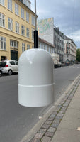 Cylinder formet loftlampe i hvid metal