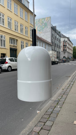 Cylinder formet loftlampe i hvid metal
