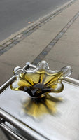Flot vintage murano glas skål i en smuk gul/brun farve