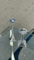 Vintage Space Age sofabord / sidebord med marmor ligende stel & glasplade