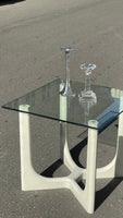 Vintage Space Age sofabord / sidebord med marmor ligende stel & glasplade