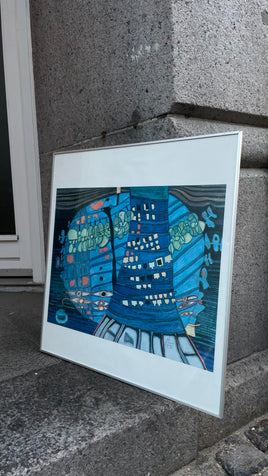 Vintage kunsttryk – signeret og dateret 1966