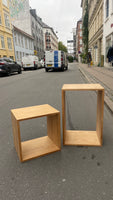 Væghængte kubik reoler i egetræ
