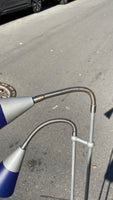 Vintage gulvlampe med blå skærme i plast