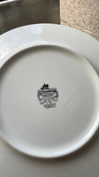Hvide porcelæns tallerkner med ternet kant